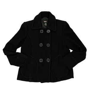 Mossimo Wool Blend Button Down Peacoat Women’s Size Small Black Lined Jacket